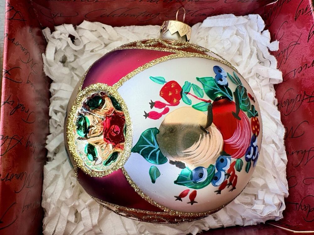 VTG Hallmark Ornament 1999 Holiday Festival of Fruit Large Glass Ball Poland